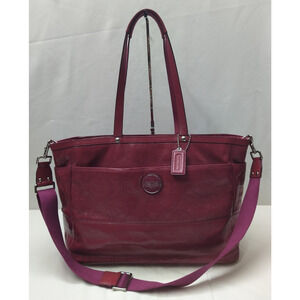 Coach Magenta Patent Leather Double Handles Diaper Tote Bag